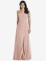Front View Thumbnail - Toasted Sugar Tie-Shoulder Chiffon Maxi Dress with Front Slit