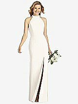 Front View Thumbnail - Ivory High-Neck Cutout Halter Trumpet Gown