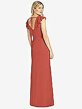 Rear View Thumbnail - Amber Sunset Ruffled Sleeve Mermaid Dress with Front Slit