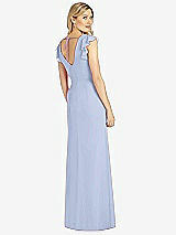 Rear View Thumbnail - Sky Blue Ruffled Sleeve Mermaid Dress with Front Slit