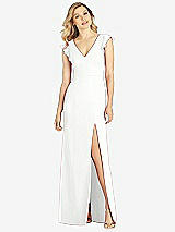 Front View Thumbnail - White Ruffled Sleeve Mermaid Dress with Front Slit