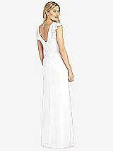 Rear View Thumbnail - White Ruffled Sleeve Mermaid Dress with Front Slit