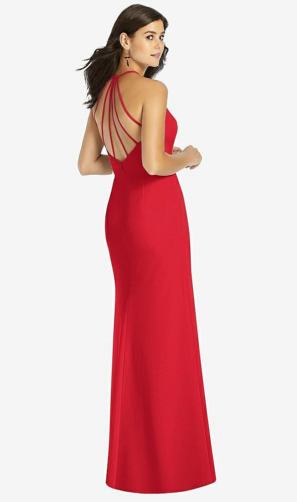 Back View - Parisian Red Sunburst Strap Back Mermaid Dress