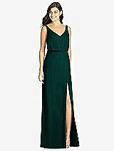 Front View Thumbnail - Evergreen Blouson Bodice Mermaid Dress with Front Slit