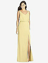 Front View Thumbnail - Pale Yellow Blouson Bodice Mermaid Dress with Front Slit