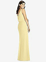 Rear View Thumbnail - Pale Yellow Blouson Bodice Mermaid Dress with Front Slit