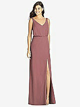 Front View Thumbnail - Rosewood Blouson Bodice Mermaid Dress with Front Slit