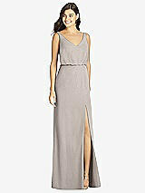 Front View Thumbnail - Taupe Blouson Bodice Mermaid Dress with Front Slit