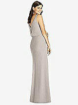 Rear View Thumbnail - Taupe Blouson Bodice Mermaid Dress with Front Slit