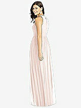Rear View Thumbnail - Blush Shirred Skirt Jewel Neck Halter Dress with Front Slit