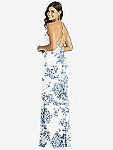 Rear View Thumbnail - Cottage Rose Dusk Blue Criss Cross Back Mermaid Wrap Dress