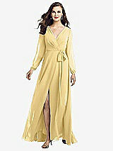 Front View Thumbnail - Buttercup Long Sleeve Wrap Maxi Dress with Front Slit