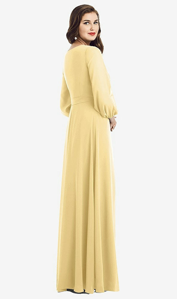 Back View - Buttercup Long Sleeve Wrap Maxi Dress with Front Slit