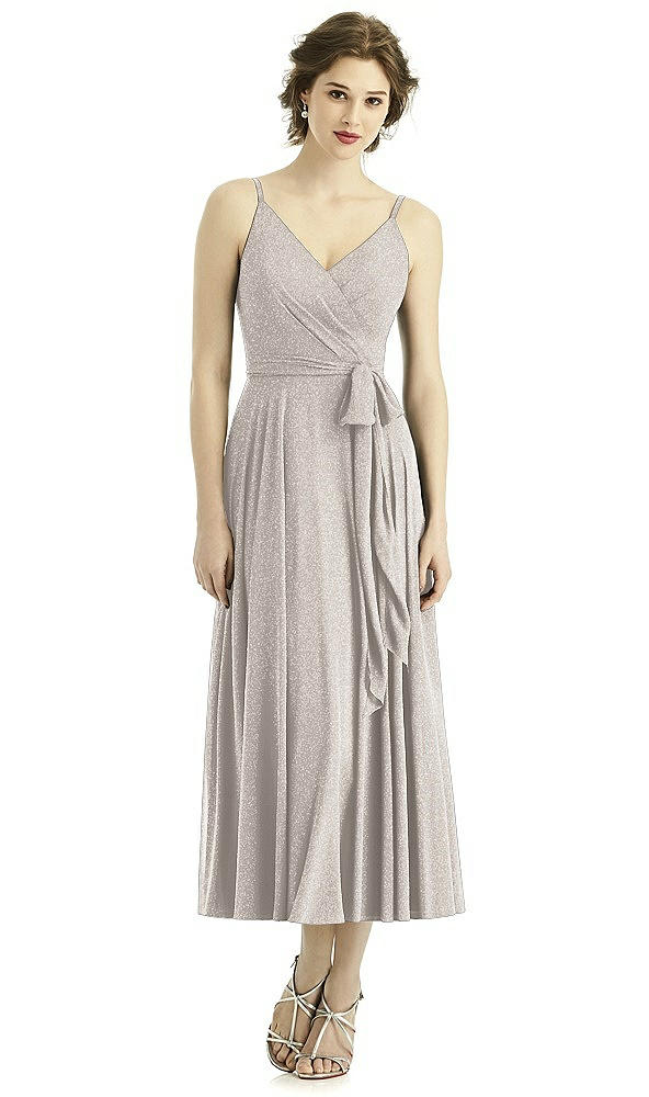 Front View - Taupe Silver After Six Shimmer Bridesmaid Dress 1503LS