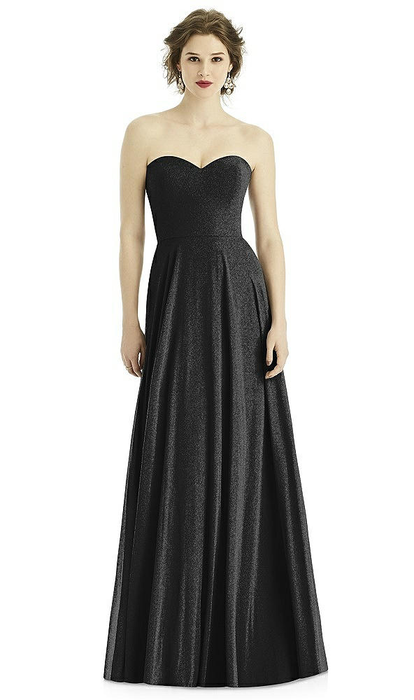 Front View - Black Silver After Six Shimmer Bridesmaid Dress 1504LS