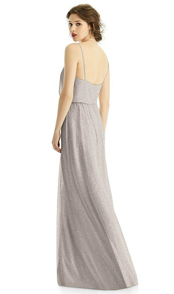 Back View - Taupe Silver After Six Shimmer Bridesmaid Dress 1505LS