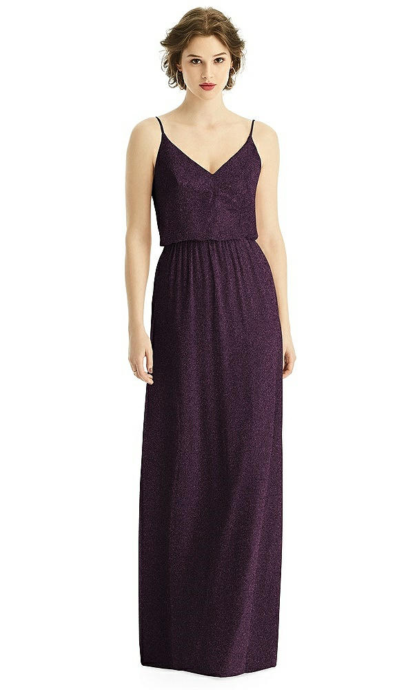 Front View - Aubergine Silver After Six Shimmer Bridesmaid Dress 1506LS