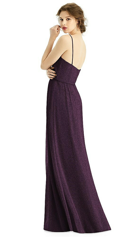 Back View - Aubergine Silver After Six Shimmer Bridesmaid Dress 1506LS