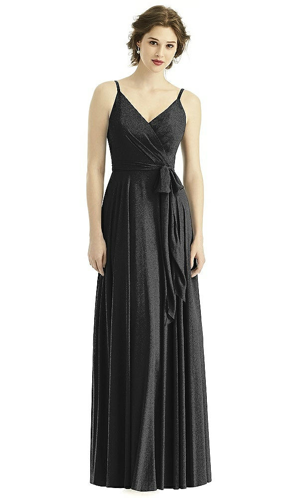 Front View - Black Silver After Six Shimmer Bridesmaid Dress 1511LS
