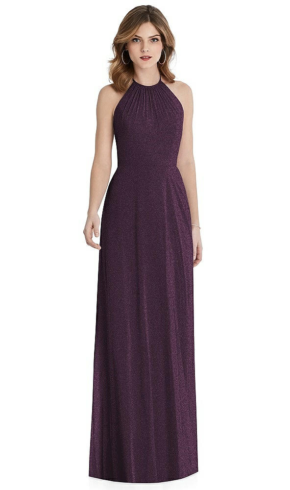 Front View - Aubergine Silver After Six Shimmer Bridesmaid Dress 1515LS