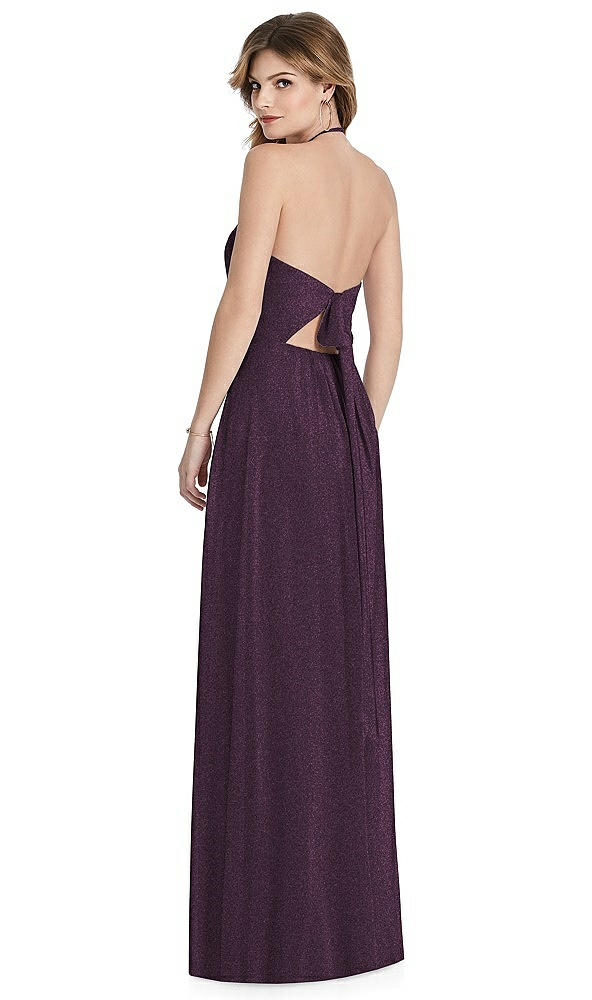 Back View - Aubergine Silver After Six Shimmer Bridesmaid Dress 1515LS