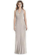 Front View Thumbnail - Taupe Silver After Six Shimmer Bridesmaid Dress 1516LS