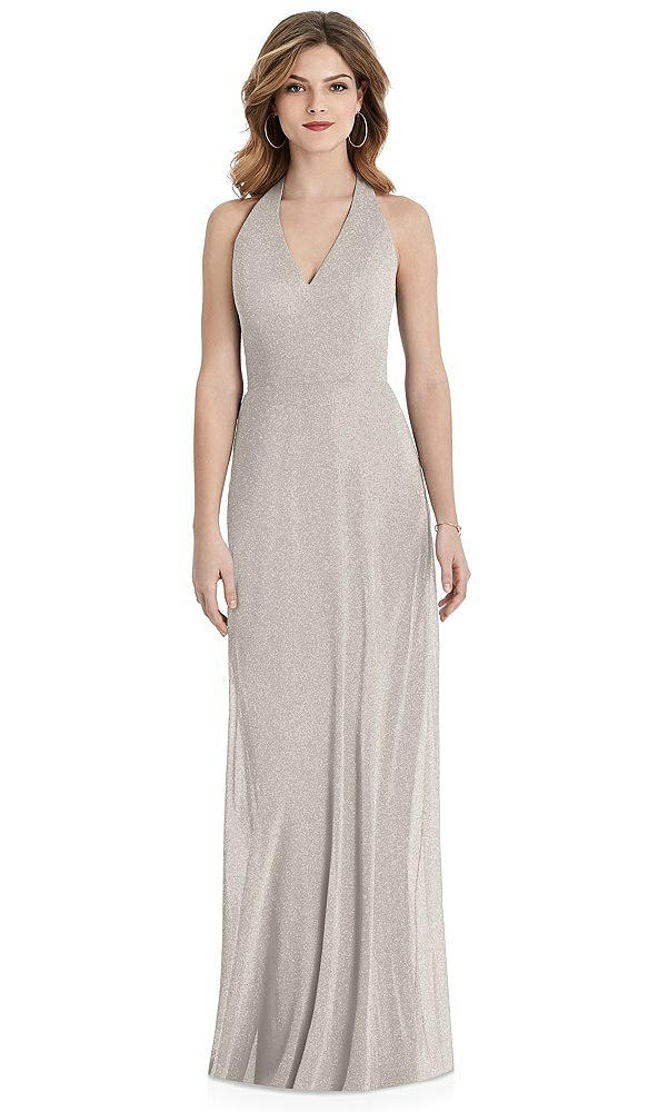 Front View - Taupe Silver After Six Shimmer Bridesmaid Dress 1516LS