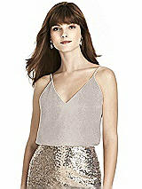 Front View Thumbnail - Taupe Silver After Six Shimmer Bridesmaid Top T1507LS