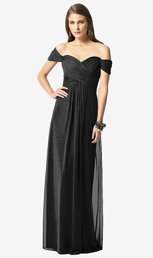 Front View - Black Silver Dessy Shimmer Bridesmaid Dress 2844LS