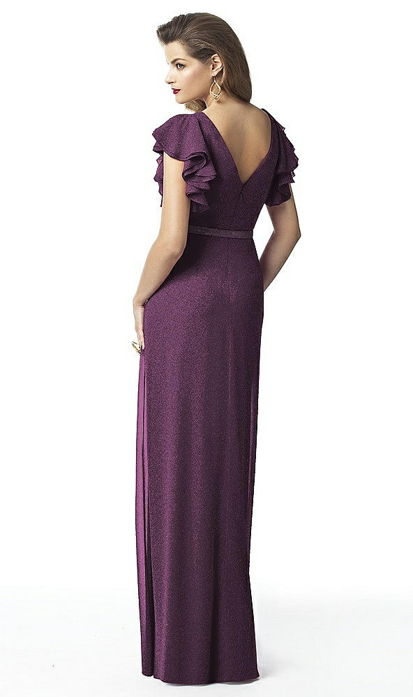 Back View - Aubergine Silver Dessy Shimmer Bridesmaid Dress 2874LS