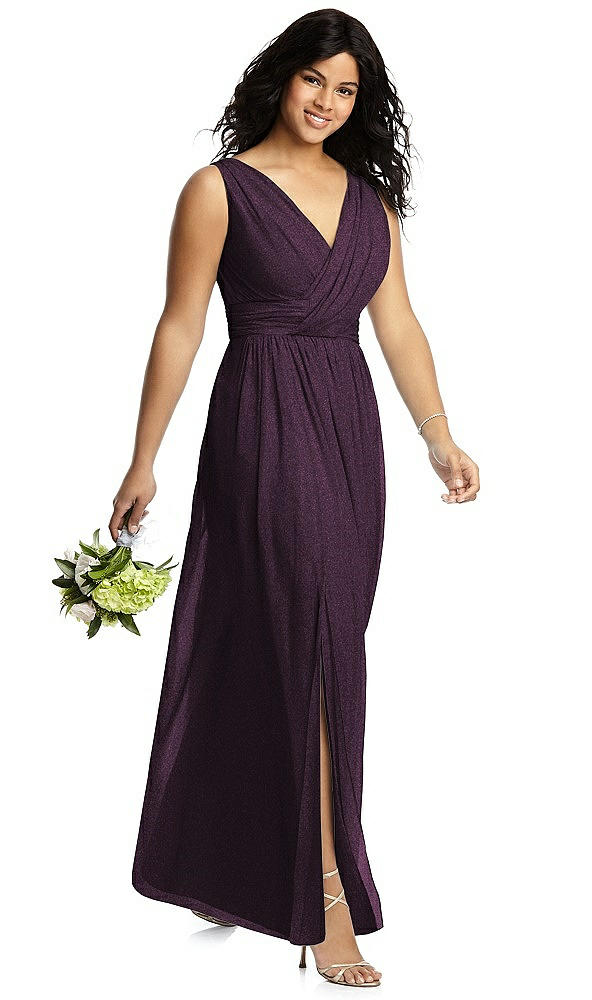 Front View - Aubergine Silver Dessy Shimmer Bridesmaid Dress 2894LS