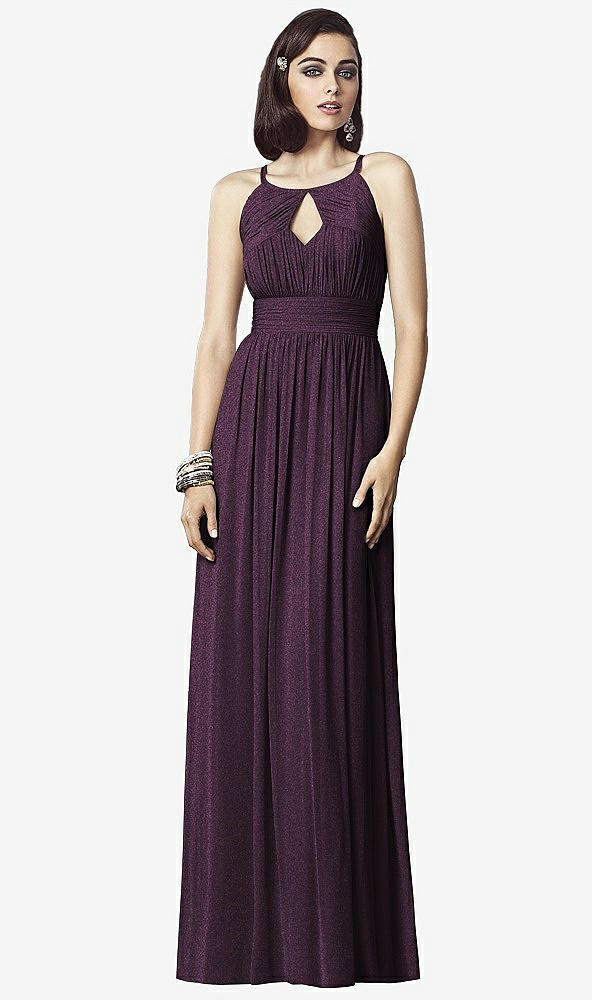 Front View - Aubergine Silver Dessy Shimmer Bridesmaid Dress 2906LS