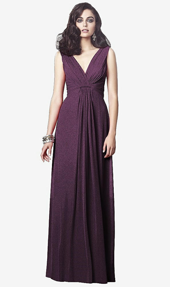 Front View - Aubergine Silver Dessy Shimmer Bridesmaid Dress 2907LS