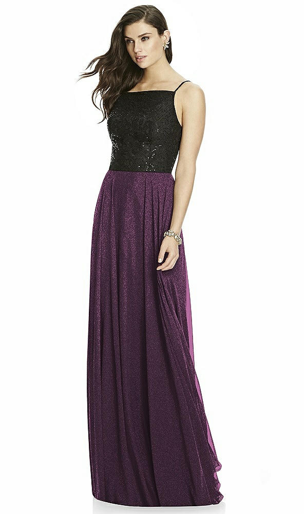 Front View - Aubergine Silver Dessy Shimmer Bridesmaid Skirt S2984LS