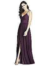 Front View Thumbnail - Aubergine Silver Dessy Shimmer Bridesmaid Dress 3019LS