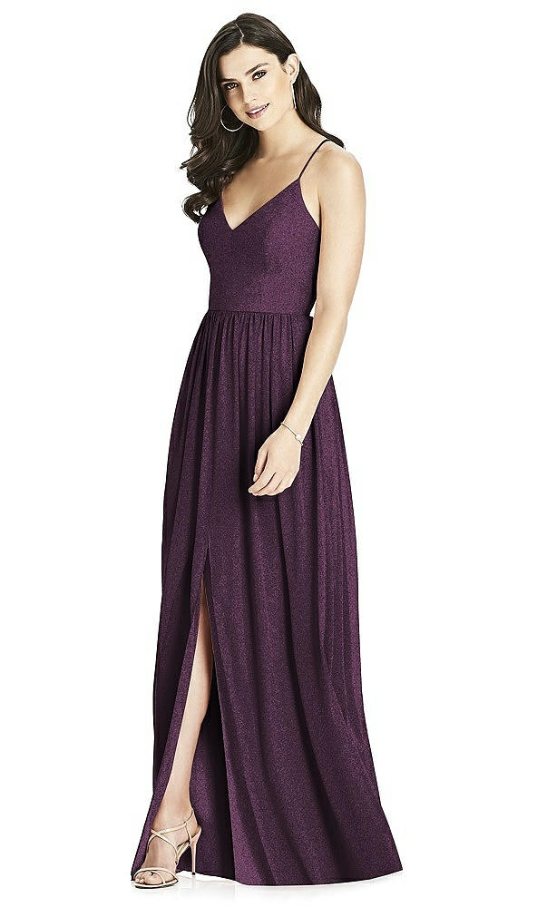Front View - Aubergine Silver Dessy Shimmer Bridesmaid Dress 3019LS