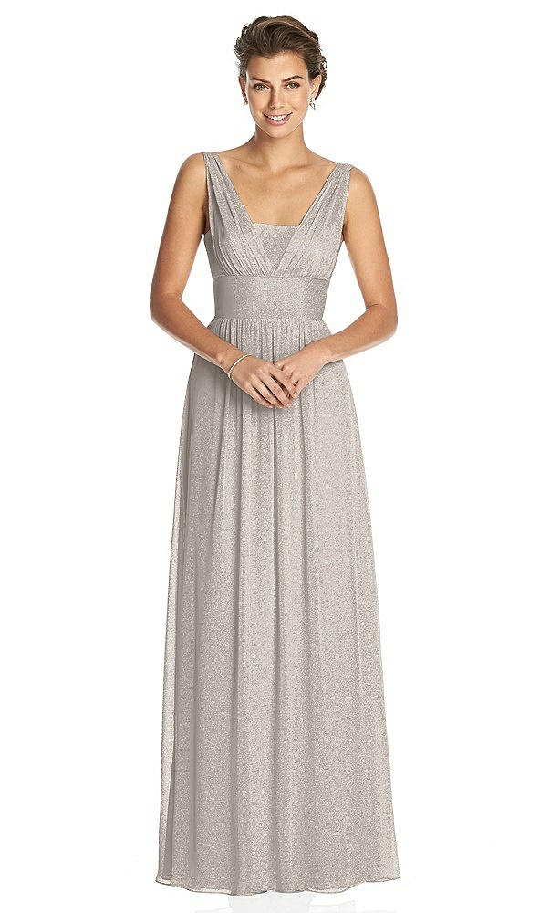 Front View - Taupe Silver Dessy Shimmer Bridesmaid Dress 3026LS