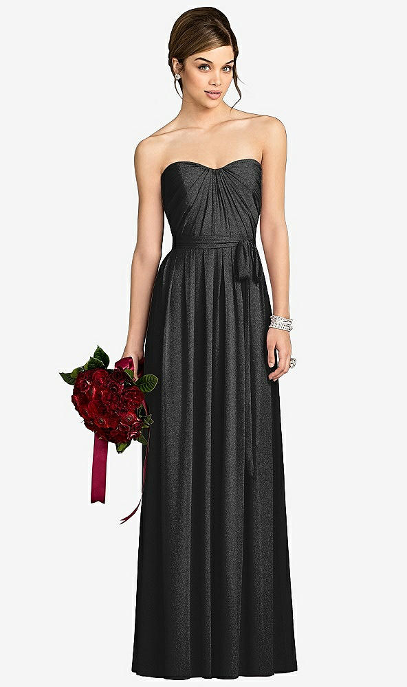 Front View - Black Silver After Six Shimmer Bridesmaid Dress 6678LS