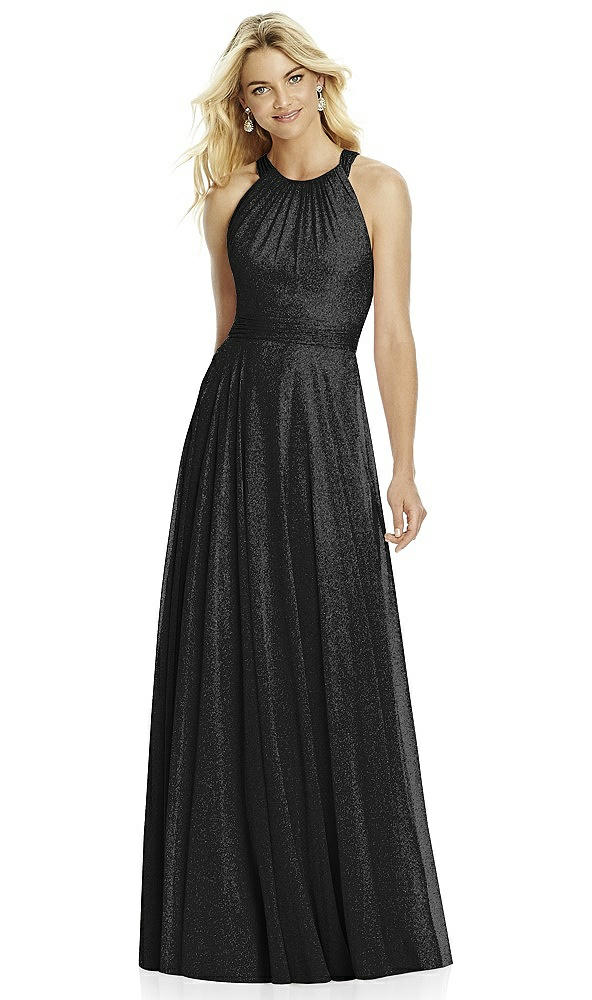 Front View - Black Silver After Six Shimmer Bridesmaid Dress 6760LS