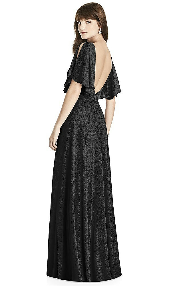 Back View - Black Silver After Six Shimmer Bridesmaid Dress 6778LS