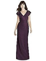 Front View Thumbnail - Aubergine Silver After Six Shimmer Bridesmaid Dress 6779LS