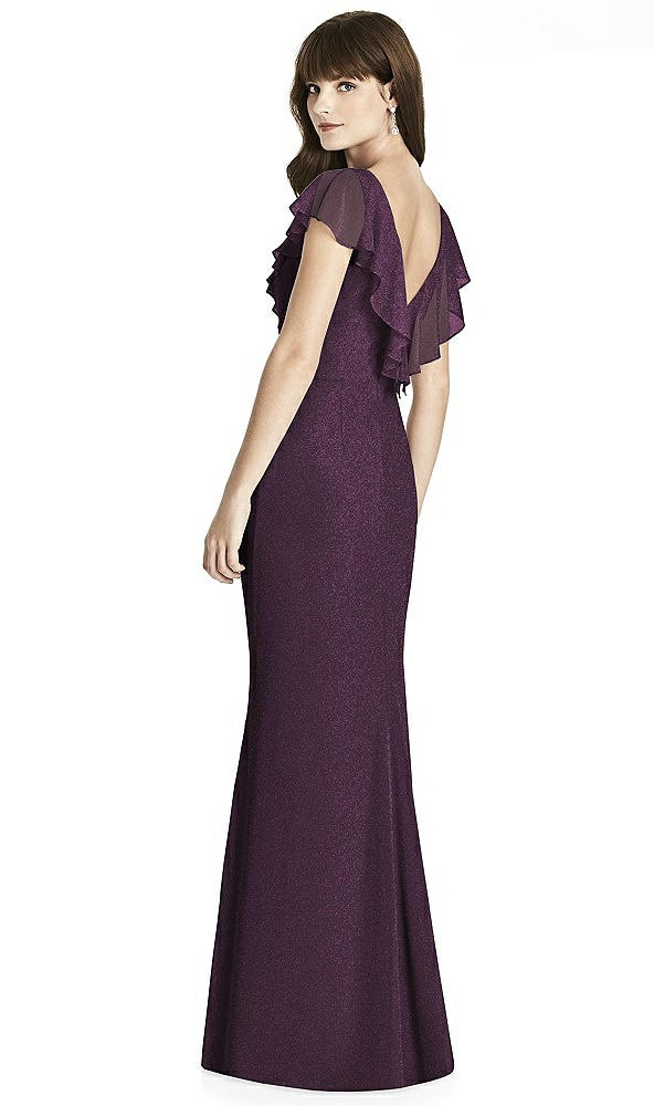 Back View - Aubergine Silver After Six Shimmer Bridesmaid Dress 6779LS