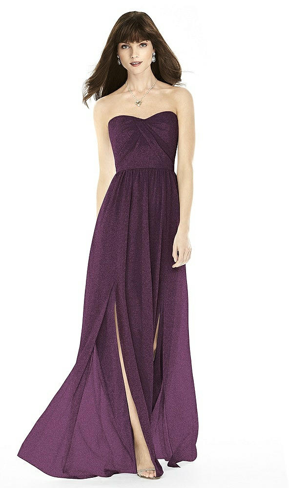 Front View - Aubergine Silver After Six Shimmer Bridesmaid Dress 6794LS