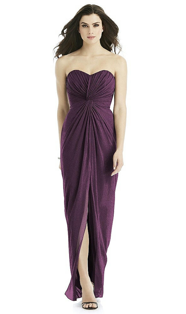 Front View - Aubergine Silver Studio Design Shimmer Bridesmaid Dress 4523LS