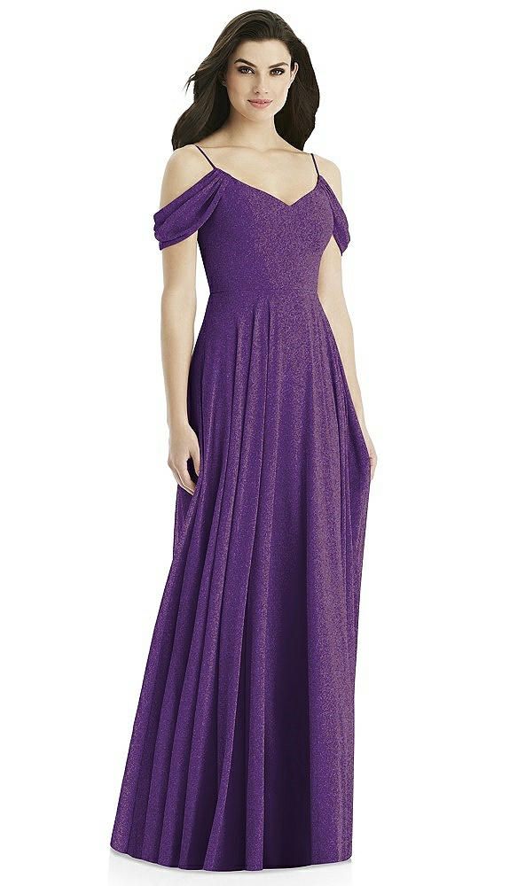 Back View - Majestic Gold Studio Design Shimmer Bridesmaid Dress 4525LS