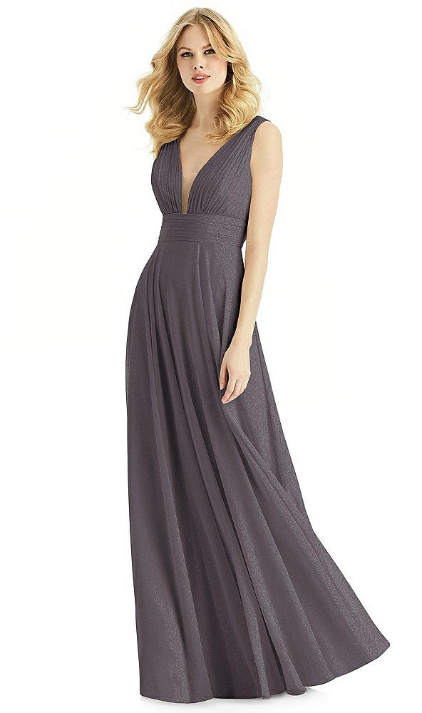 Front View - Stormy Silver & Light Nude Bella Bridesmaids Shimmer Dress BB109LS