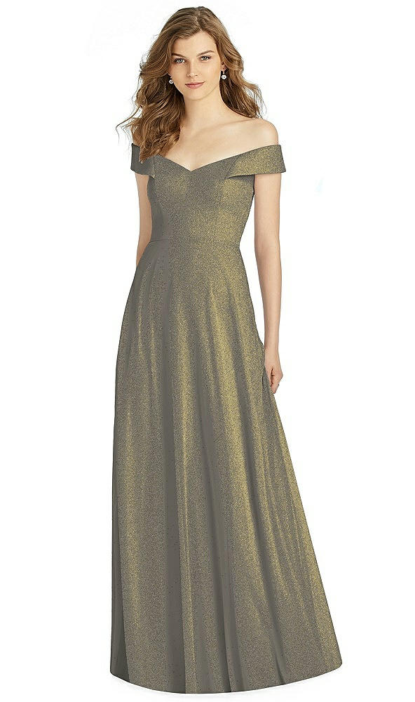 Front View - Mocha Gold Bella Bridesmaid Shimmer Dress BB123LS