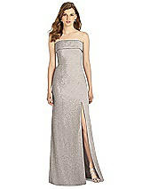 Front View Thumbnail - Taupe Silver Bella Bridesmaid Shimmer Dress BB124LS