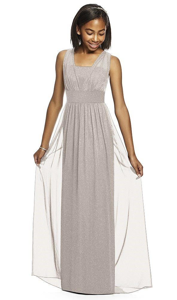 Front View - Taupe Silver Dessy Shimmer Junior Bridesmaid Dress JR543LS