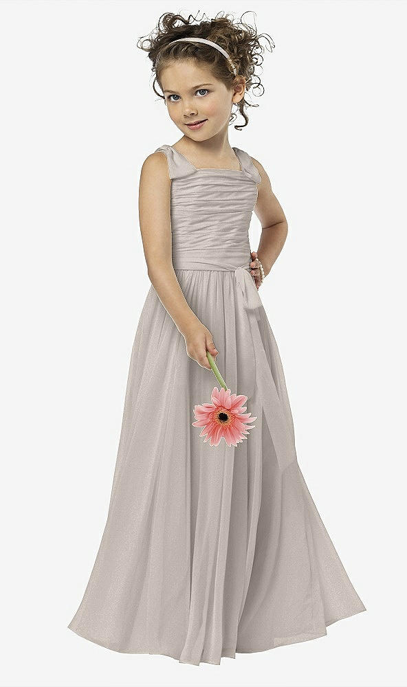Front View - Taupe Silver Flower Girl Shimmer Dress FL4033LS